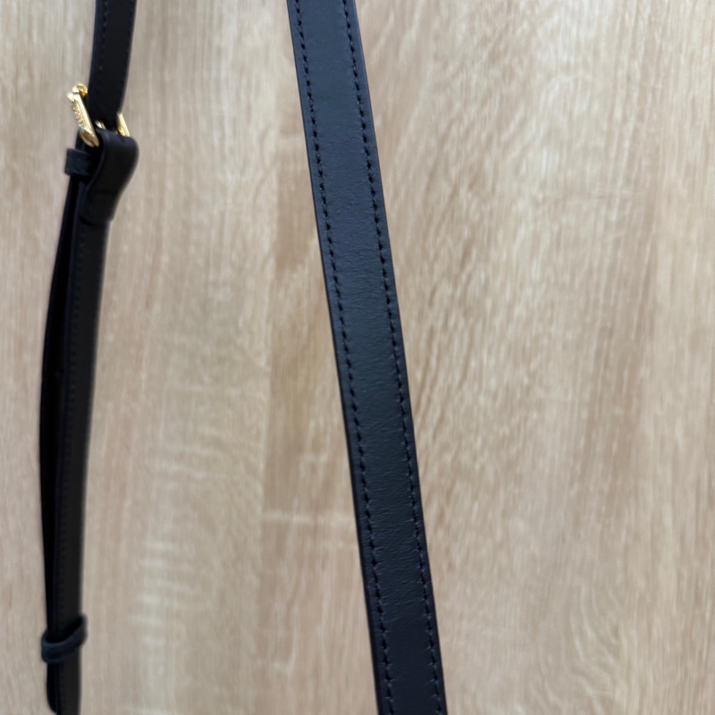 Fendi PVC黑牛皮金釦斜背相機包-10