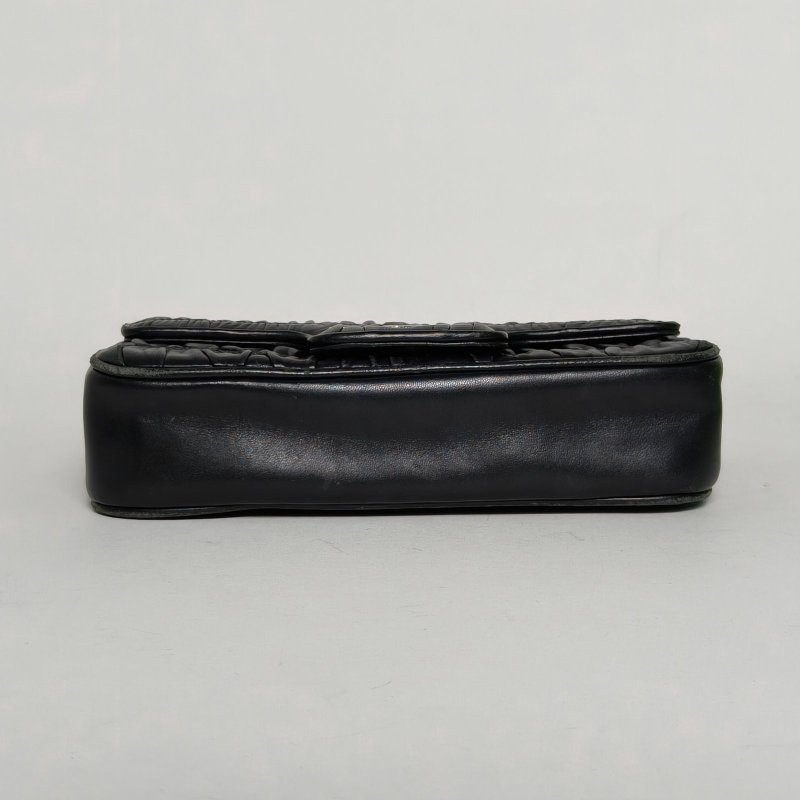 PRADA 黑色羊皮褶皺單肩包鏈條包肩背包-4