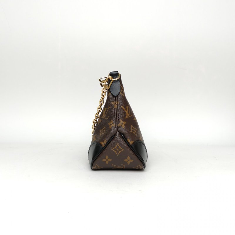 LOUIS VUITTON BOULOGNE牛角包可拆卸肩帶黑色PVC晶片老花肩背包-1