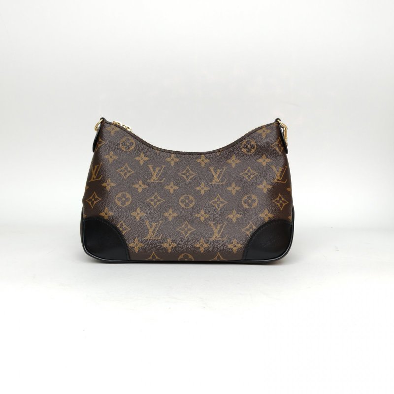 LOUIS VUITTON BOULOGNE牛角包可拆卸肩帶黑色PVC晶片老花肩背包-2