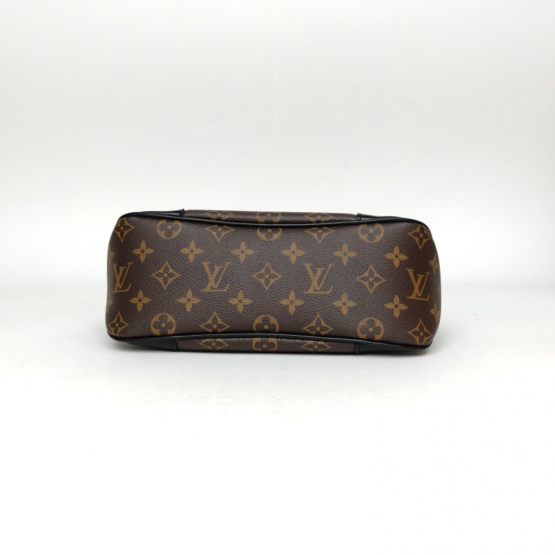 LOUIS VUITTON BOULOGNE牛角包可拆卸肩帶黑色PVC晶片老花肩背包-4