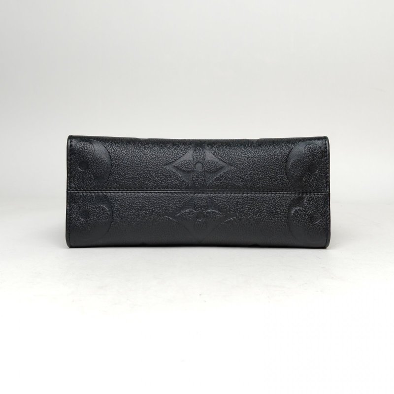 LOUIS VUITTON Onthego小號25黑色牛皮金扣晶片老花壓紋肩背包-4