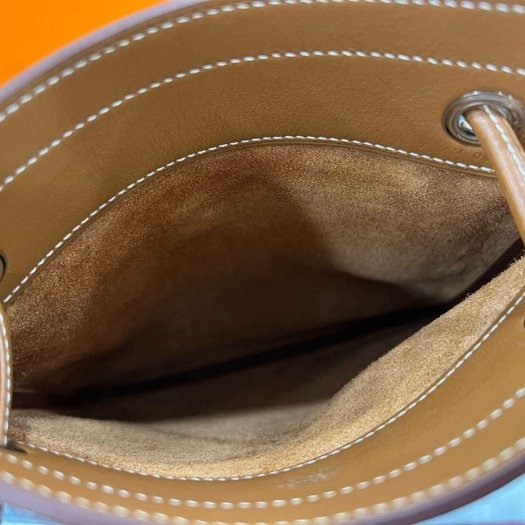 東區正精品㊣HERMES Aline mini 愛馬仕金棕色全皮銀釦扁式肩背斜背包小袋包 Y刻 RZ5983-1