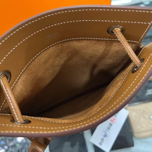 東區正精品㊣HERMES Aline mini 愛馬仕金棕色全皮銀釦扁式肩背斜背包小袋包 Y刻 RZ5983-2