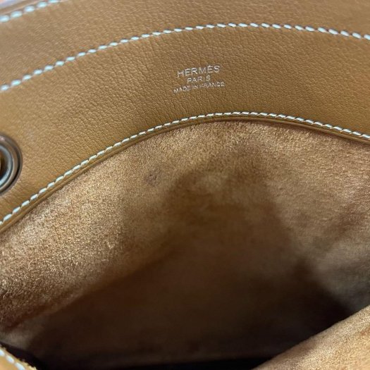 東區正精品㊣HERMES Aline mini 愛馬仕金棕色全皮銀釦扁式肩背斜背包小袋包 Y刻 RZ5983-3