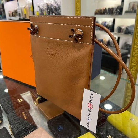 東區正精品㊣HERMES Aline mini 愛馬仕金棕色全皮銀釦扁式肩背斜背包小袋包 Y刻 RZ5983-4