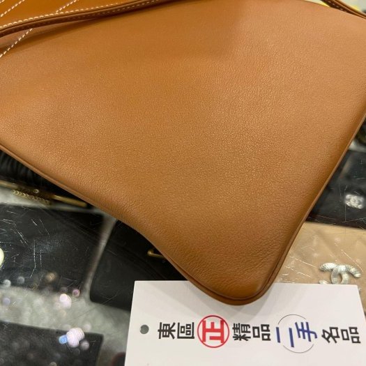 東區正精品㊣HERMES Aline mini 愛馬仕金棕色全皮銀釦扁式肩背斜背包小袋包 Y刻 RZ5983-6