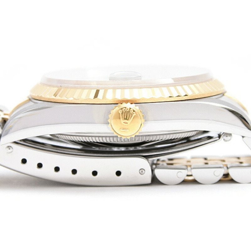 勞力士男士日誌型自動腕錶,鑲嵌10顆鑽石,W字樣,黑色錶盤,不銹鋼和黃金材質,型號:ROLEX 16233G-4