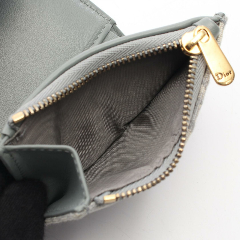 Christian Dior SADDLE Oblique 三折皮夾 帆布皮 灰色 二手 女士 CD-3