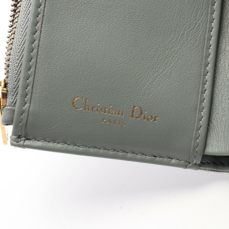 Christian Dior SADDLE Oblique 三折皮夾 帆布皮 灰色 二手 女士 CD-4