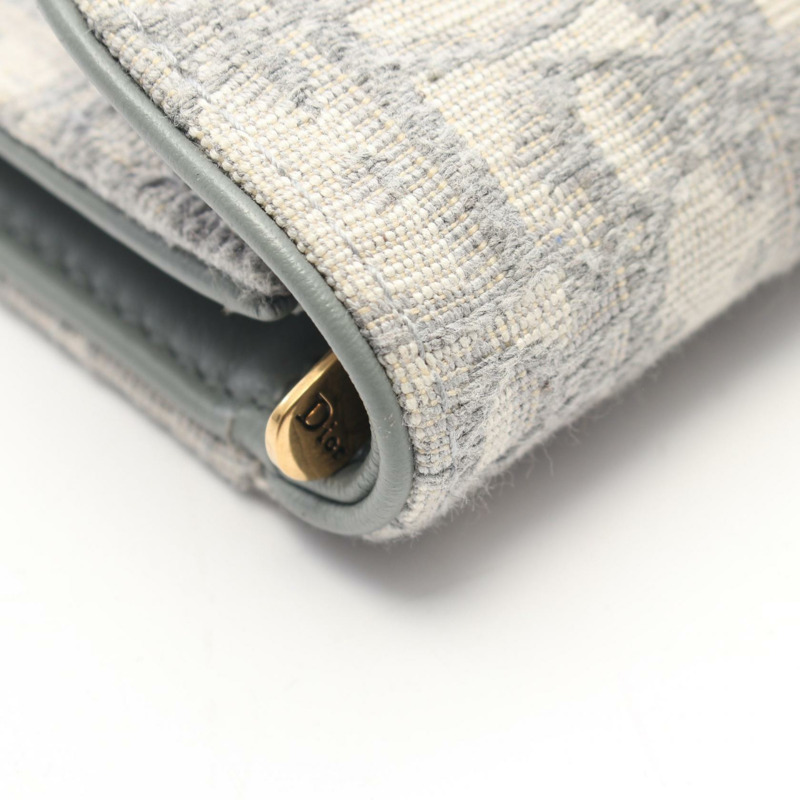 Christian Dior SADDLE Oblique 三折皮夾 帆布皮 灰色 二手 女士 CD-5