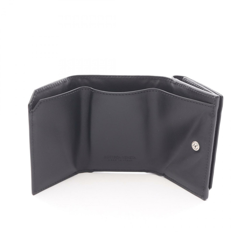 BOTTEGA VENETA Intrecciato 三折皮夾,黑色真皮,二手,女士款-2