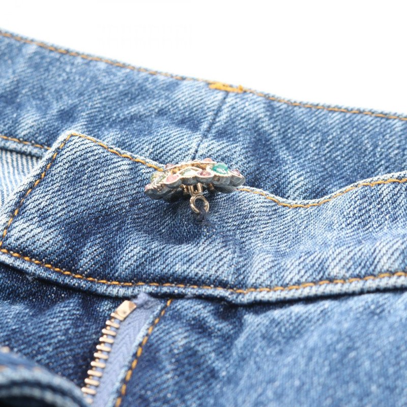 香奈兒 COCO 標誌連結牛仔褲，棉質，藍色，二手，女款 #38 CC-8