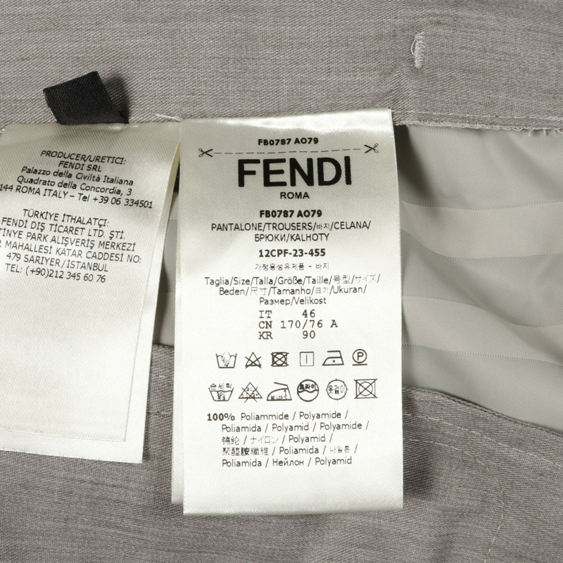 FENDI MARC JACOBS Zucca 男士尼龍灰色長褲，二手，男士 #46-4