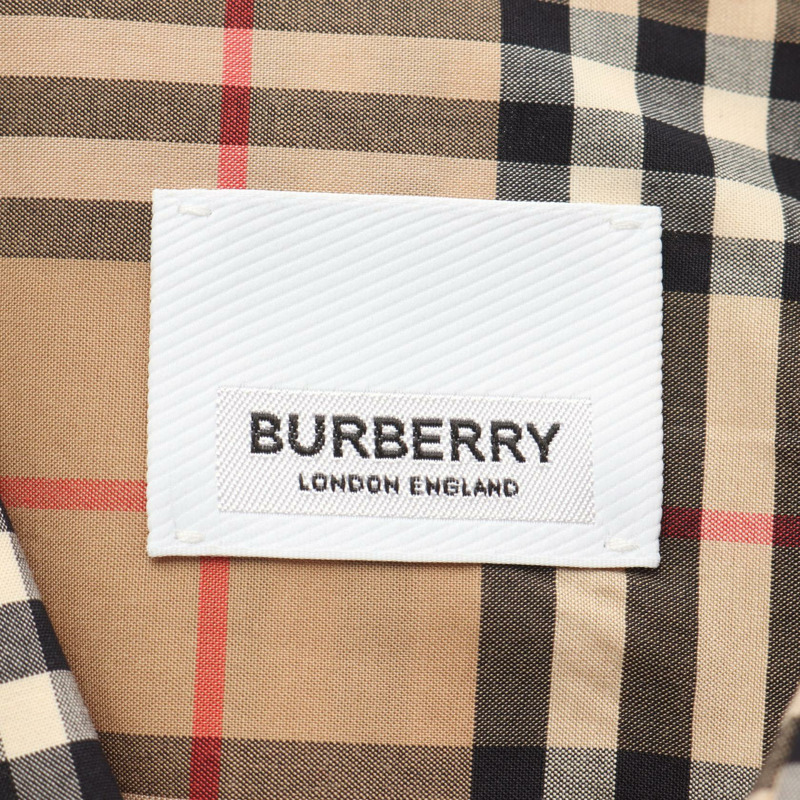 BURBERRY Nova Check 長袖襯衫，純棉材質，米色/黑色，二手男士M碼-2