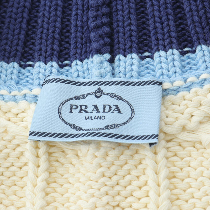 PRADA針織背心無袖上衣 P29837 棉 白色 藍色 二手 #38-2