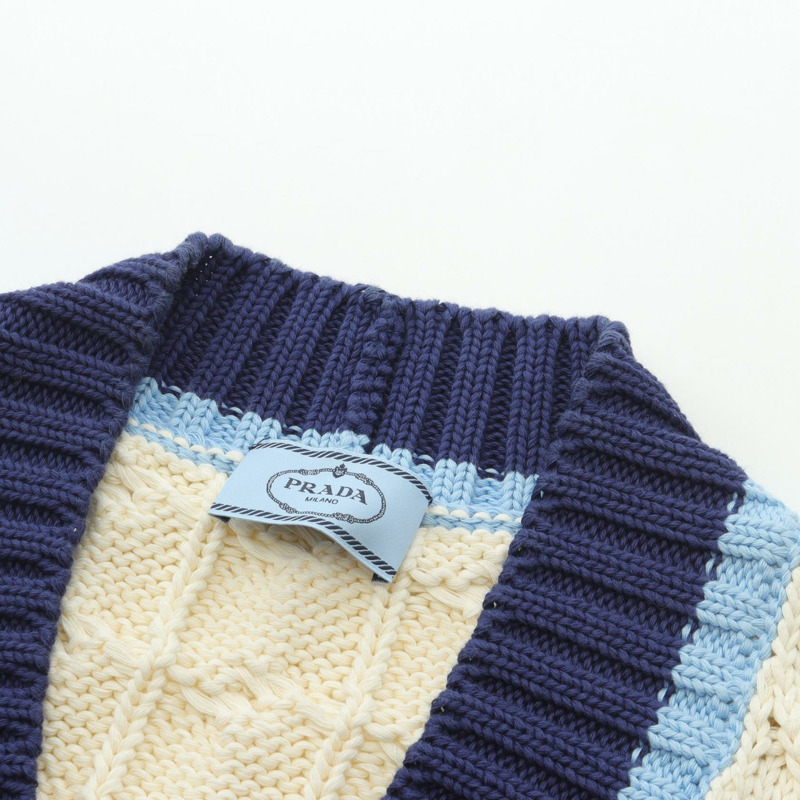 PRADA針織背心無袖上衣 P29837 棉 白色 藍色 二手 #38-4