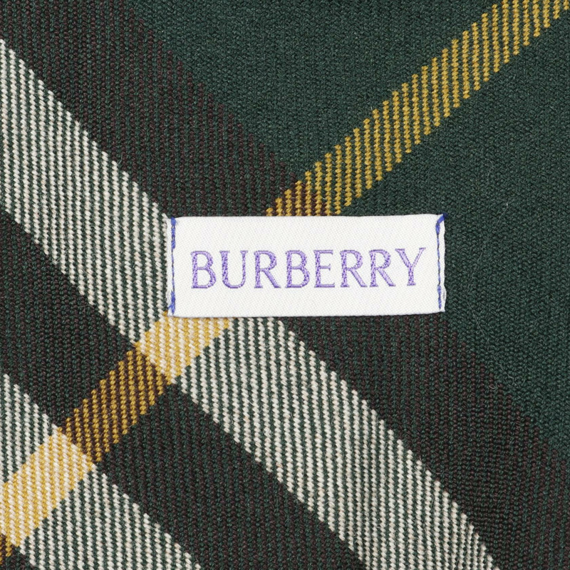 BURBERRY 褶襉格紋羊毛半身裙 綠色 二手 女款 #UK4-2