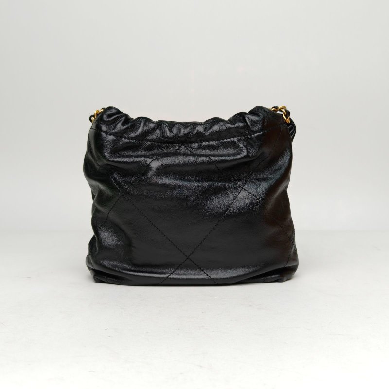 CHANEL 23S22BagTote托特包Mini20黑色牛皮晶片開金扣珍珠皮穿雙鏈肩背包-2