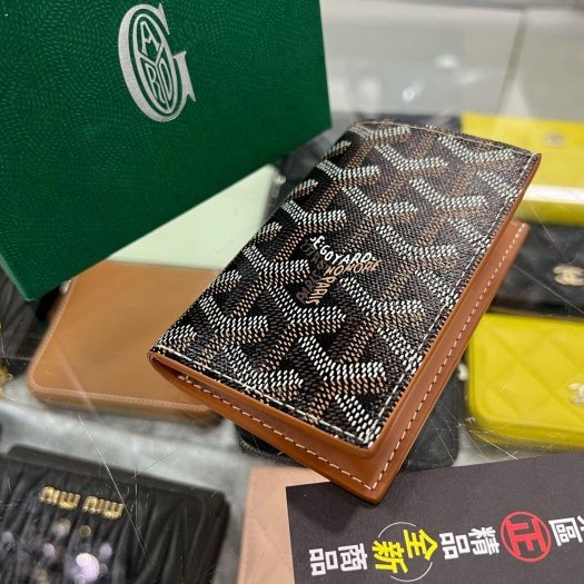 東區正精品㊣GOYARD Saint Pierre Card Wallet 全新焦糖色圖騰對開卡片夾短夾 RZ5976-6