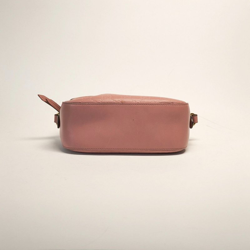 GUCCI 粉色牛皮經典老花GG壓紋相機包肩背包-4