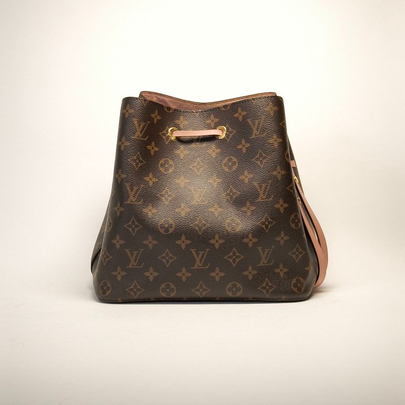 LOUIS VUITTON NÉONOÉ水桶包中號26粉色內裏老花PVC金扣2017肩背包-1