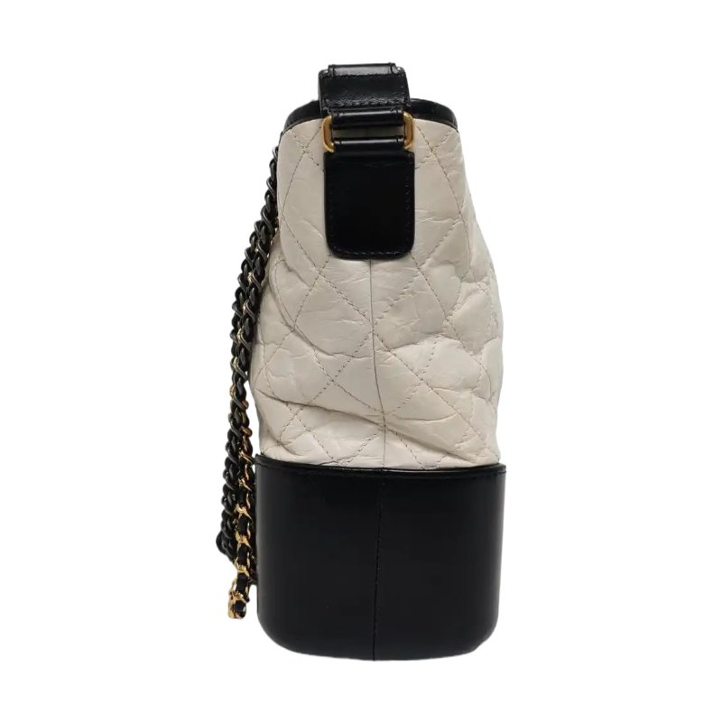 CHANEL GABRIELLE 中號 自色牛皮萎格紋絎縫流浪包單肩包斜挎包-2