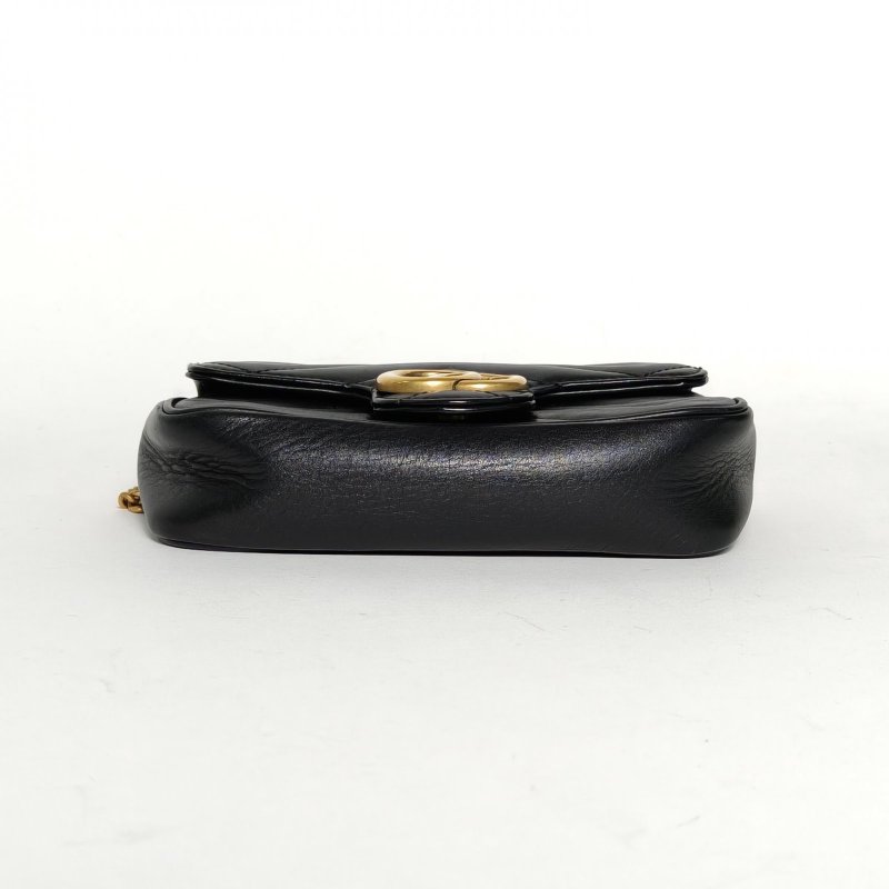 GUCCI GGMarmont肩背包超Mini16.5黑色牛皮金扣肩背包-4