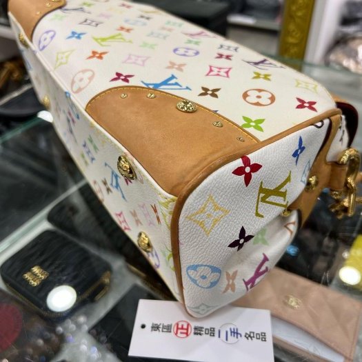 東區正精品㊣LV M40203 Beverly MM Multicolore 白彩金釦式肩背包手提肩背鏈包 RZ5973-4