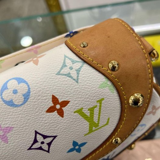 東區正精品㊣LV M40203 Beverly MM Multicolore 白彩金釦式肩背包手提肩背鏈包 RZ5973-6