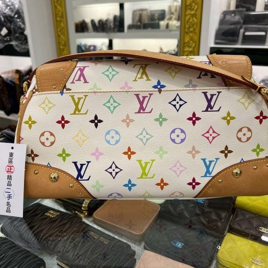 東區正精品㊣LV M40203 Beverly MM Multicolore 白彩金釦式肩背包手提肩背鏈包 RZ5973-9