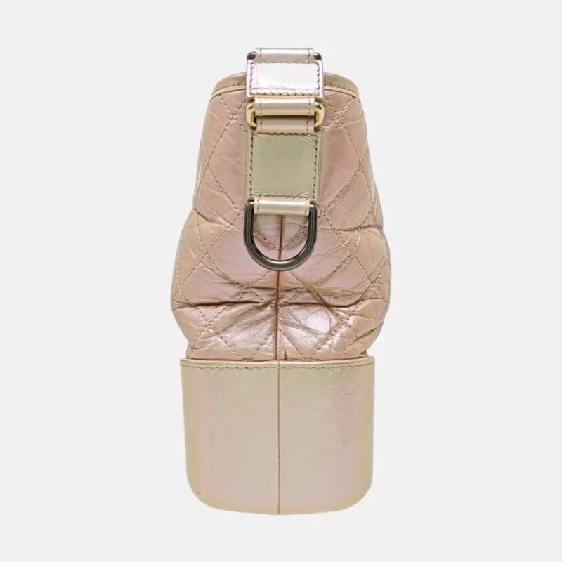 CHANEL GABRIELLE 中號 粉色牛皮菱格紋綉縫流浪包斜挎包單肩包-2