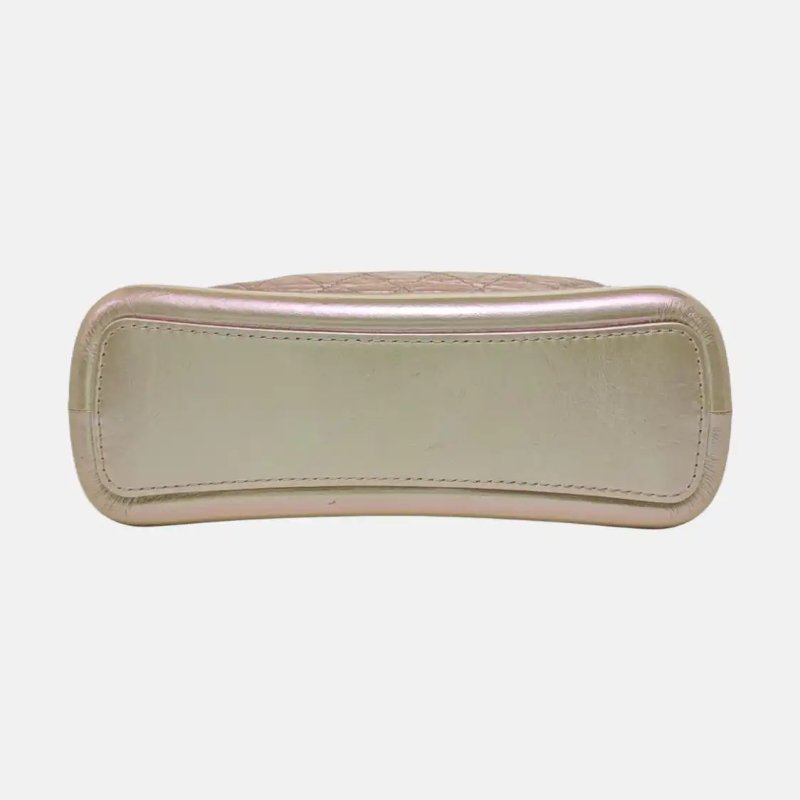 CHANEL GABRIELLE 中號 粉色牛皮菱格紋綉縫流浪包斜挎包單肩包-4