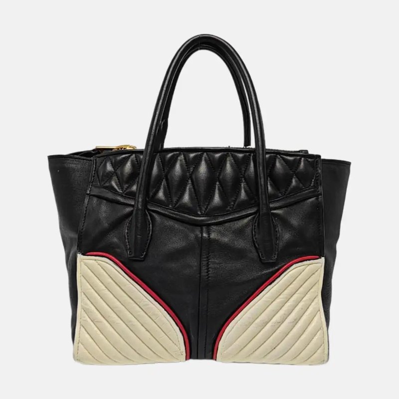 Miu Miu Crystal 黑色牛皮單肩包斜挎包手提包金色五金 可拆卸肩帶-4