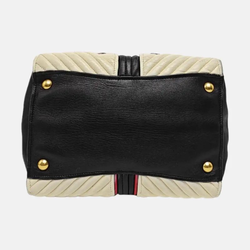 Miu Miu Crystal 黑色牛皮單肩包斜挎包手提包金色五金 可拆卸肩帶-5