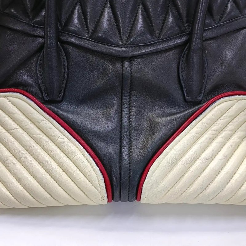 Miu Miu Crystal 黑色牛皮單肩包斜挎包手提包金色五金 可拆卸肩帶-9