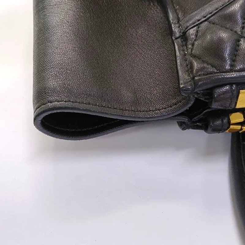 Miu Miu Crystal 黑色牛皮單肩包斜挎包手提包金色五金 可拆卸肩帶-11