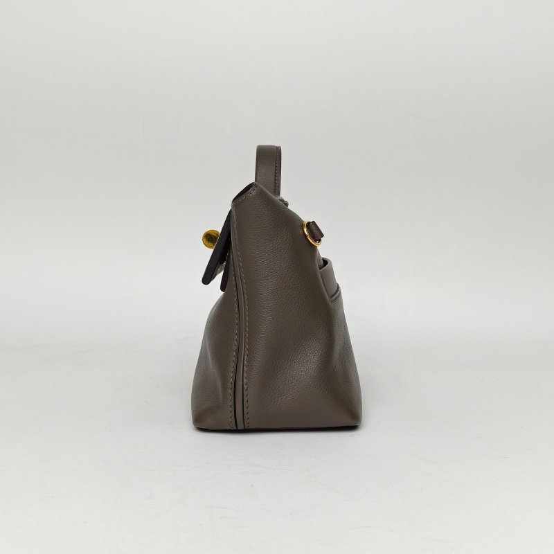 HERMES 2424Mini218F錫器灰EC皮/Swift皮Z刻金扣肩背包-1