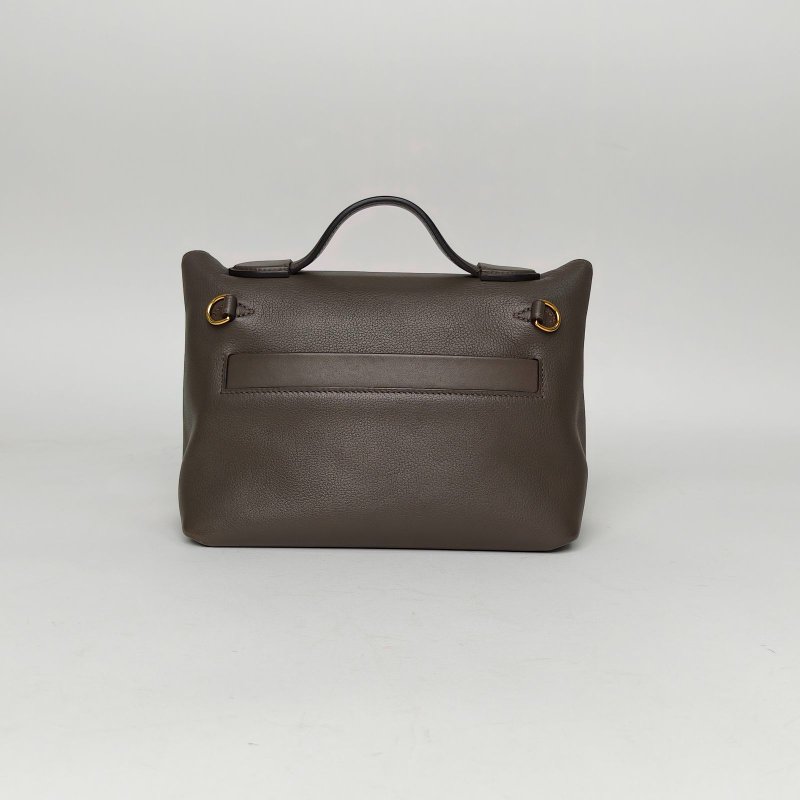 HERMES 2424Mini218F錫器灰EC皮/Swift皮Z刻金扣肩背包-2