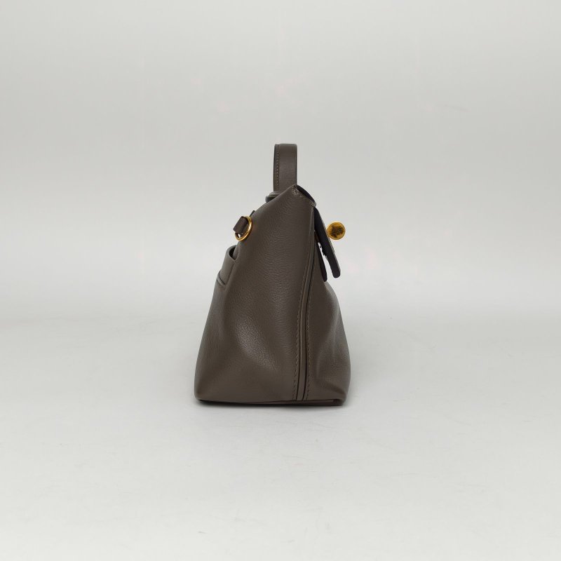 HERMES 2424Mini218F錫器灰EC皮/Swift皮Z刻金扣肩背包-3