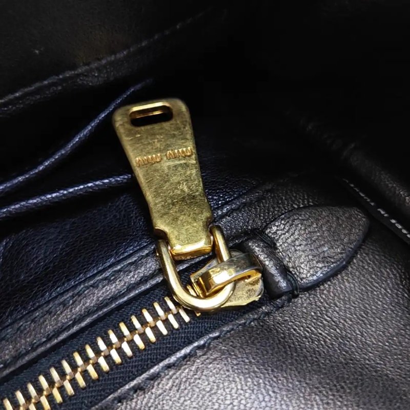 Miu Miu 托特包 藍色羊皮绗縫單肩包手提包 金色五金 可拆卸肩帶-7