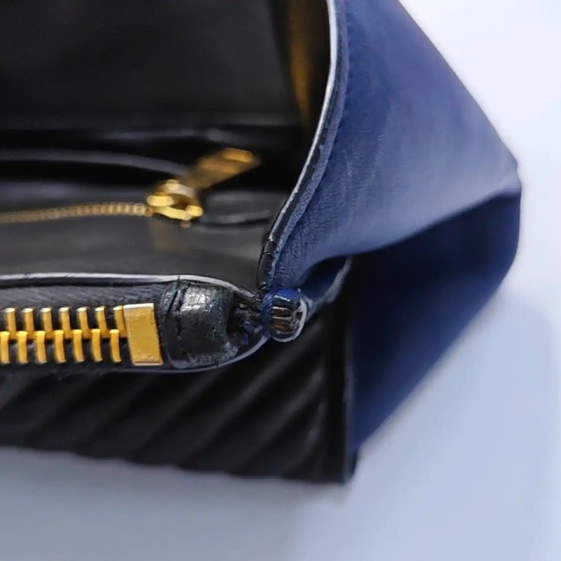 Miu Miu 托特包 藍色羊皮绗縫單肩包手提包 金色五金 可拆卸肩帶-10