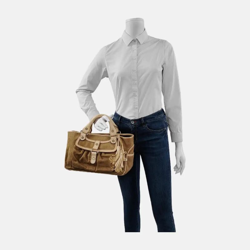 CELINE BOOGIE 卡其色帆布手提包 金色五金-1