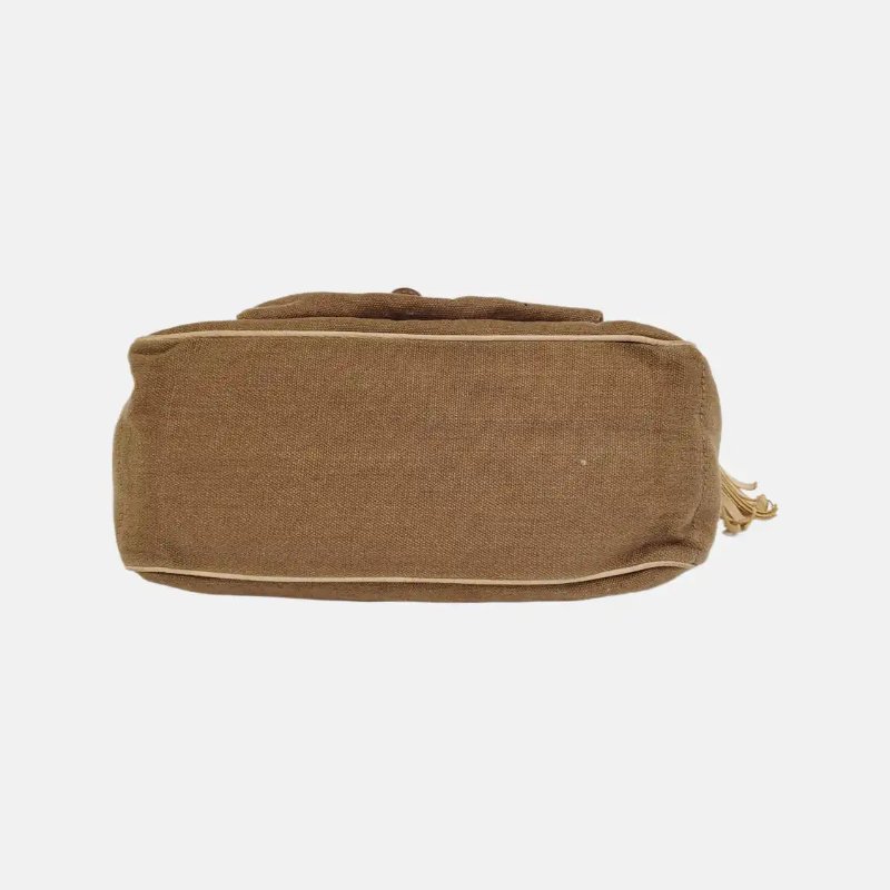 CELINE BOOGIE 卡其色帆布手提包 金色五金-3