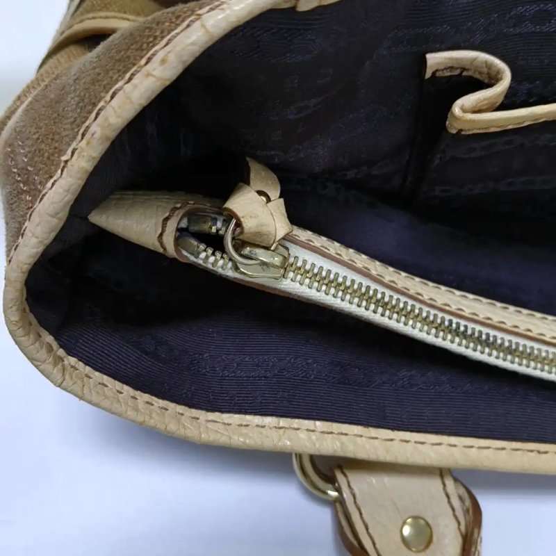 CELINE BOOGIE 卡其色帆布手提包 金色五金-8