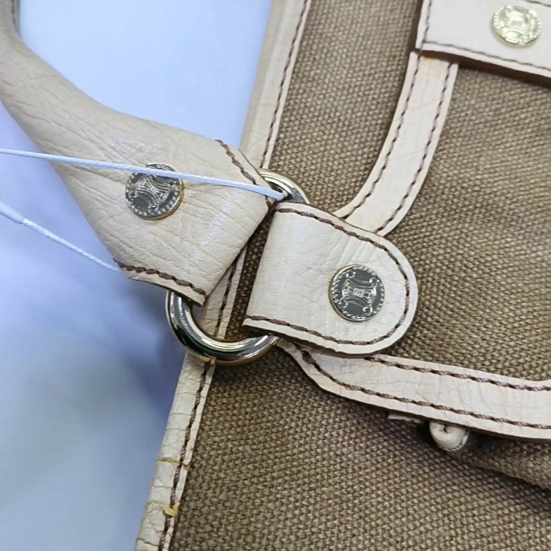 CELINE BOOGIE 卡其色帆布手提包 金色五金-11