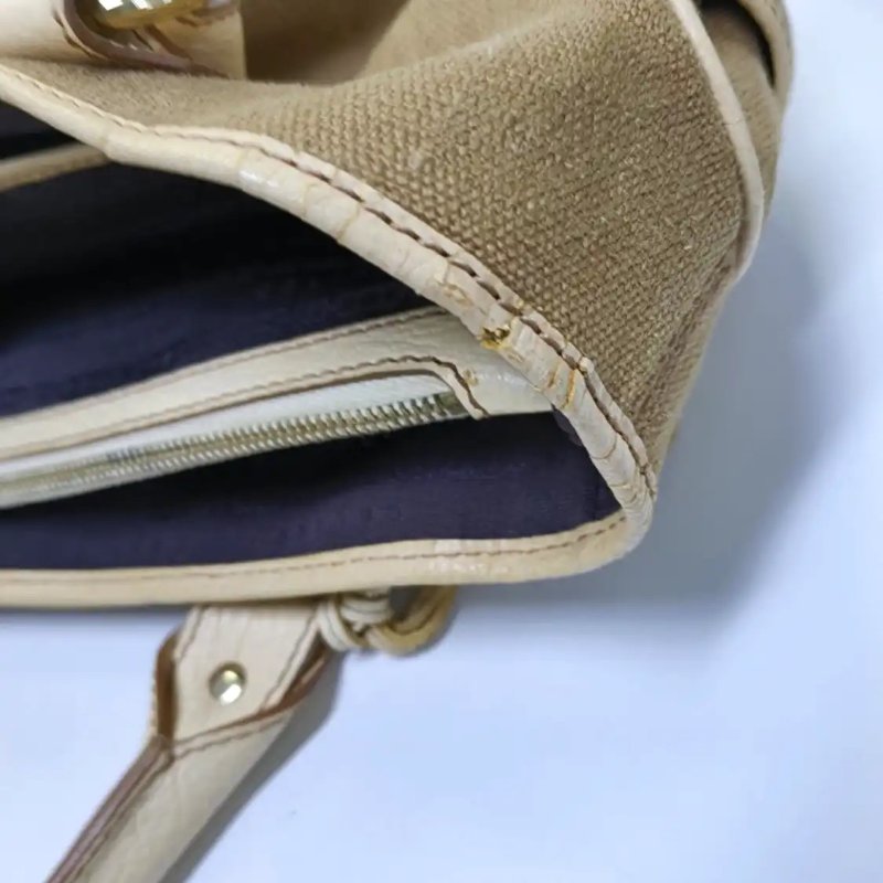 CELINE BOOGIE 卡其色帆布手提包 金色五金-12