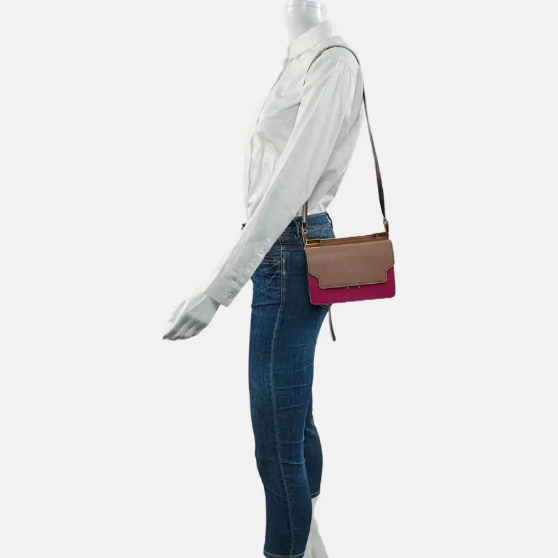 MARNI Trunk 拼色牛皮單肩包斜挎包 金色五金-1