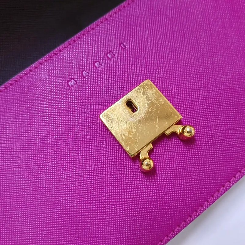 MARNI Trunk 拼色牛皮單肩包斜挎包 金色五金-7