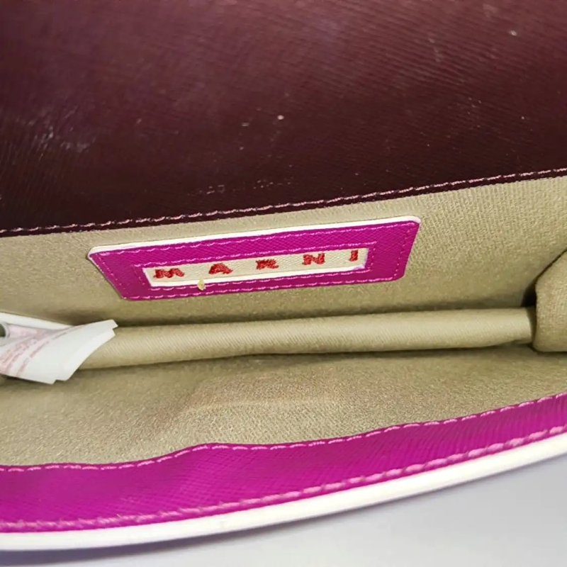 MARNI Trunk 拼色牛皮單肩包斜挎包 金色五金-9